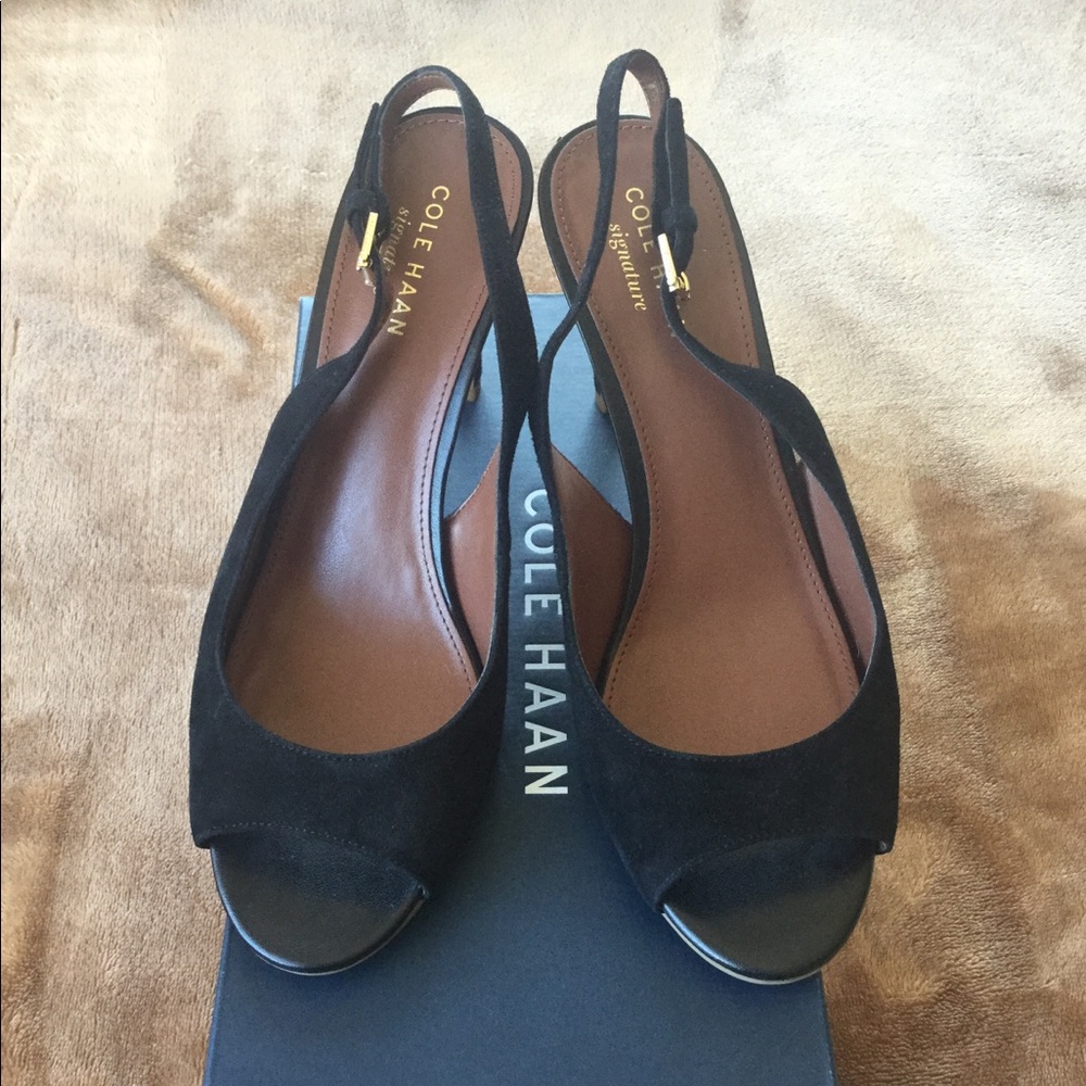NEW Cole Haan slingback black suede heels